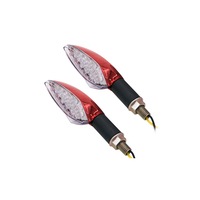 2 PCS Universal Leaf Shape Motorcycle Yellow Light Turn Signal Rear Indicator Light with 15 LED Lamps DC 12V(Red)