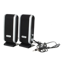 2 Pcs Usb Power Computer Speakers Stereo 3.5Mm With Ear Jack For Desktop Pc Laptop Black