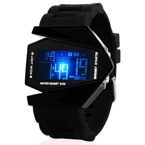 2 Pcs Watch Luxury Digital Led Date Sport Outdoor Electronic Watch For Party Gift Cute Electronic Fashion Wristwatch Black