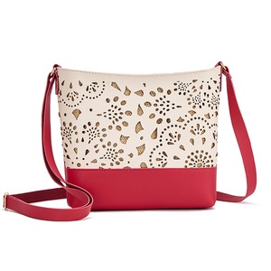 2 Pcs Women Faux Leather Hollow Bucket Shoulder Bag