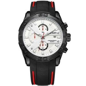2055 Sport Watch Men Quartz Chronograph Black Male Wristwatch Black-White