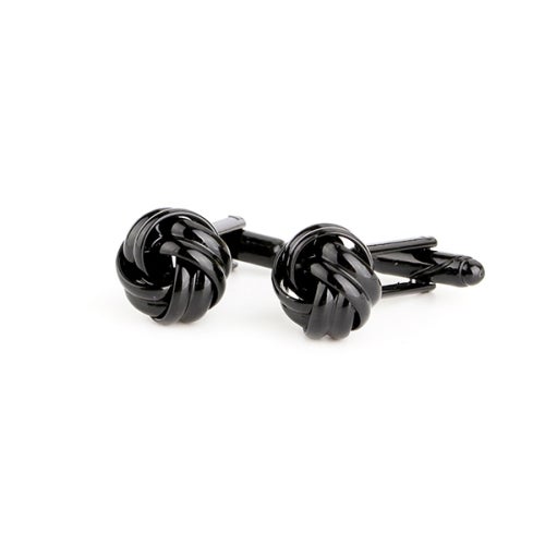 2Pair French Style Fashion Knot Design Men Cufflinks Party Suit Shirt Cuff Buttons(Black)