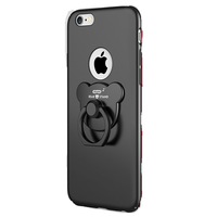 2Pc For Iphone 7 Solid Metal Paint Plastic Pc Dropproof Protective Case With Bear Ring Holder(Black)