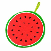 5PC New Cute Fruit Hand Towel Microfiber Kitchen Bathroom Hanging Cleaning Cloth Rag Wipe Quick-Dry Cute Fruit Print Dish Cloth