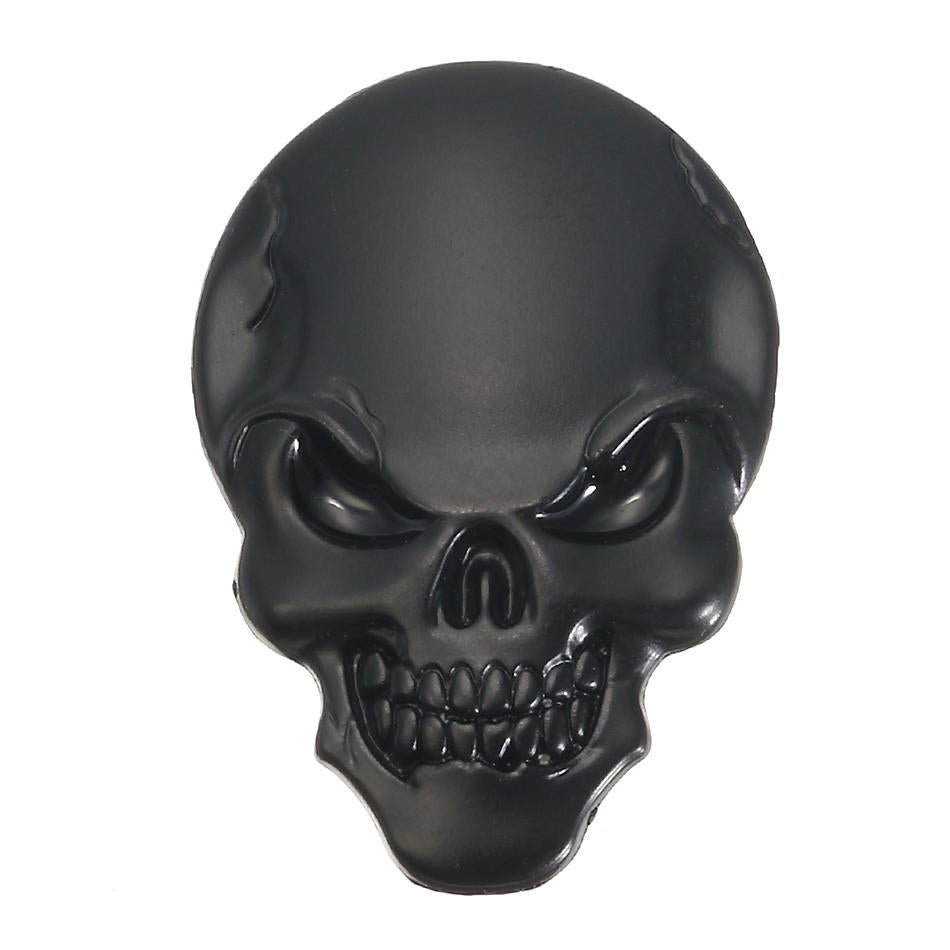 2Pcs 3D Demon Skull Metal Stickers Bone Emblem Badge Decals For Car Motor Truck Black