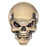 2Pcs 3D Demon Skull Metal Stickers Bone Emblem Badge Decals For Car Motor Truck Bronze