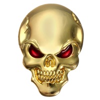 2Pcs 3D Demon Skull Metal Stickers Bone Emblem Badge Decals For Car Motor Truck Gold