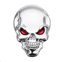 2Pcs 3D Demon Skull Metal Stickers Bone Emblem Badge Decals For Car Motor Truck Silver