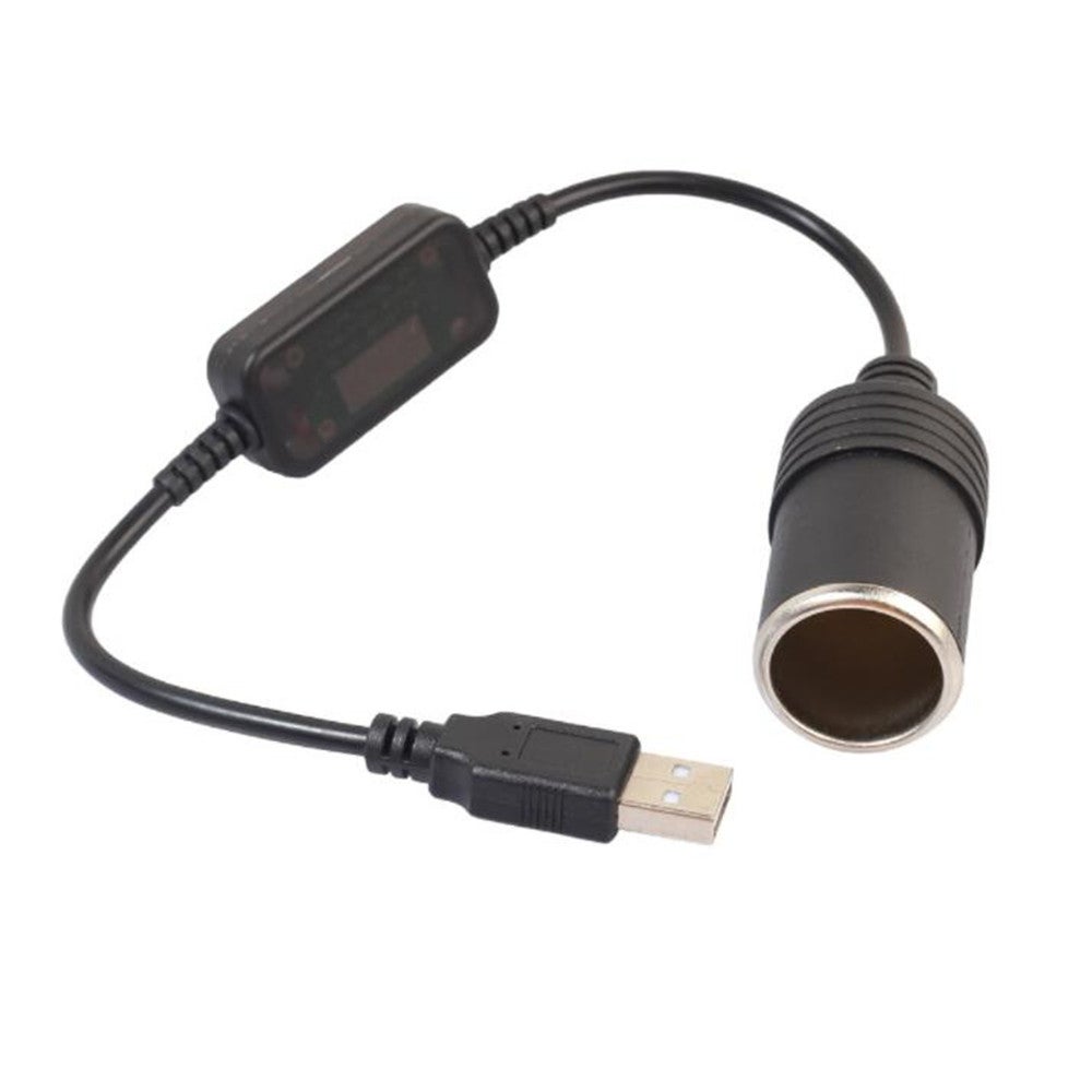2Pcs Car Converter Adapter Wired Controller Usb To Cigarette Lighter Socket 5V To 12V Boost Power Adapter Cable(Black)