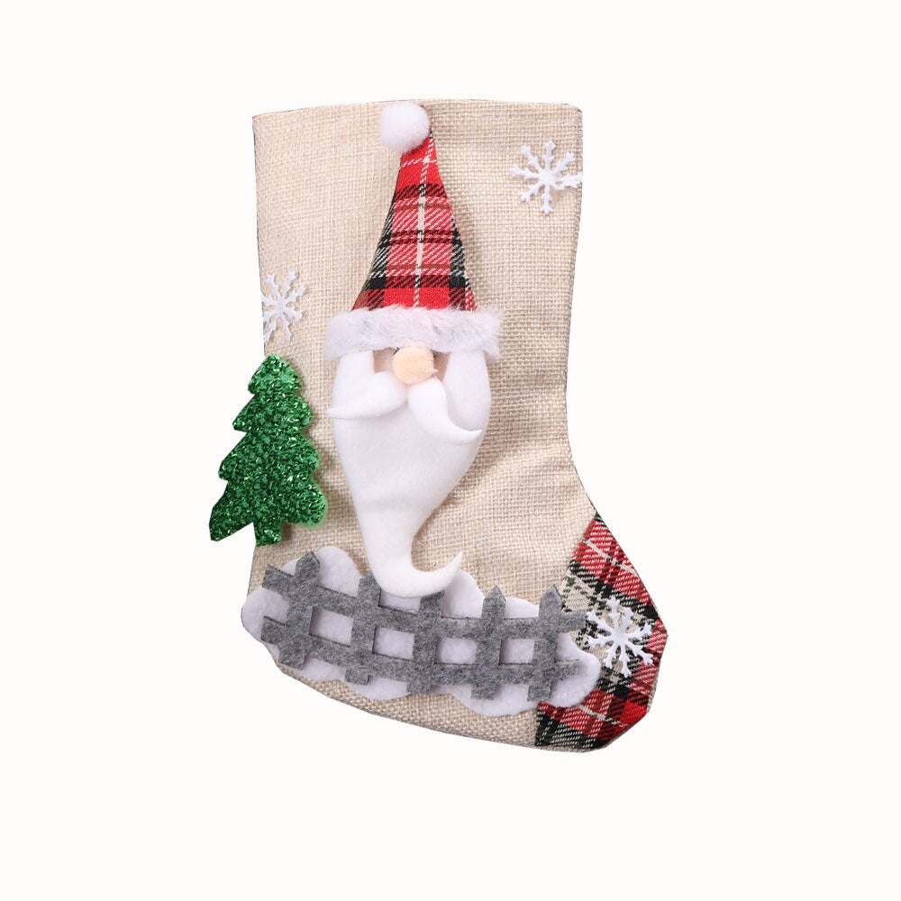 2Pcs Christmas Ornament Xmas Tree Hanging Party Santa Stocking Sock Gift Candy Bags