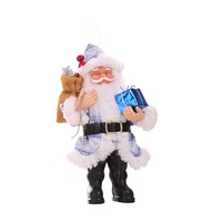 2Pcs Christmas Tree Hanging Santa Claus Crafts Resin Ornaments Home Party Decorations Blue