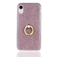 2Pcs Glittery Powder Shockproof Tpu Case For Iphone Xr With 360 Degree Rotation Ring Holder