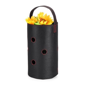 2Pcs Hanging Non-Woven Felt Vertical Planter Bag 11X Pockets For Strawberry Planting Box Black
