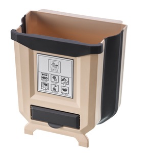 2Pcs Hanging Waste Bins Folding Trash Can Bin With Garbage Bag Storage Box Kitchen Cabinet Door Hanging Foldable