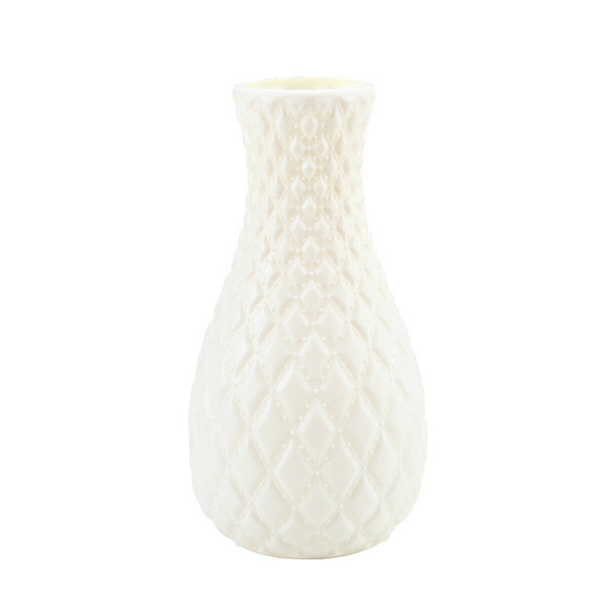 2Pcs Mini Origami Plastic Stand Imitation Ceramic Flower Vase Pot Decorations Off-White