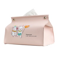2Pcs Nordic Style Pink Leather Embossed Net Red Home Living Room Tissue Box Car Drawer Case