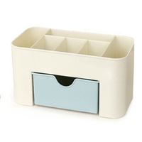 2Pcs Plastic Desk Table Storage Box Case Baskets For Cosmetics Home Office Blue