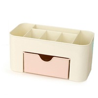 2Pcs Plastic Desk Table Storage Box Case Baskets For Cosmetics Home Office Pink