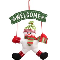 2Pcs Santa Claus Snowman Christmas Door Hanging Ornament Tree Home Decoration Xmas Gift 02 Pattern