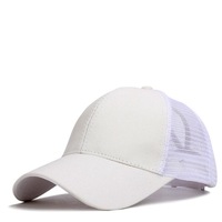 2Pcs Sequined Cotton Baseball Cap Back Opening Mesh Ponytail Hat