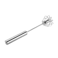 2Pcs Stainless Steel Hand Pressure Rotating Semi-Automatic Mixer Coffee Milk Mixing Eggbeater Handheld Mixer Kitchen Cooking Tools