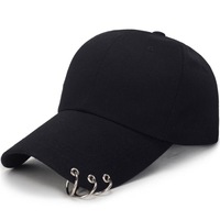 2Pcs Unisex Casual Solid Adjustable Baseball Caps With Ring