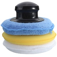 2Set Microfiber Foam Sponge Polish Wax Applicator Pad Set with Handle