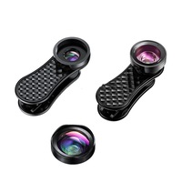 3 in 1 120 Degree Wide Angle + 230 Degree Fisheye + 15X Macro Universal Mobile Phone Lens Set