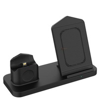 3 In 1 Qi Wireless Fast Charger Stand + Cooling Fan For Iphone Apple Watch Airpods Black