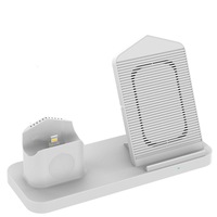 3 In 1 Qi Wireless Fast Charger Stand + Cooling Fan For Iphone Apple Watch Airpods White