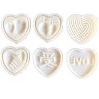 3 Sets Heart Stamps Moon Cake Mould 3D Diy Mooncake Mold Mid-Autumn Festival Baking Accessories