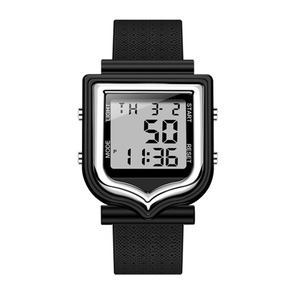 388 Fashionable Square Outdoor Sports Leisure Watch Men'S And Women'S Multi-Functional Waterproof Luminous Electronic(Silvery)
