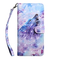 Leather Case With Holder and Card Slots and Wallet For Iphone 7 Plus / 8 Plus(Roaring Wolf)