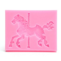 3Pcs Christmas Carousel Horse Silicone Fondant Cake Mold Emboss Sugarcraft Mould Xmas Baking Tools