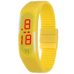 3Pcs Fashion Top Brand Luxury Unisex Men'S Watch Silicone Red Led Sport Watch Touch Yellow