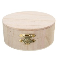 3Pcs Round Wooden Box Organizer Storage Craft Case For Handicraft Jewelry Gadgets