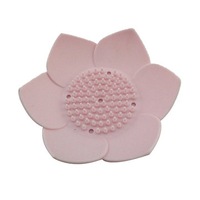 3Pcs Soap Dish Silicone Box Storage Plate Drain Holder Flower Shape Bathroom Shower Pink