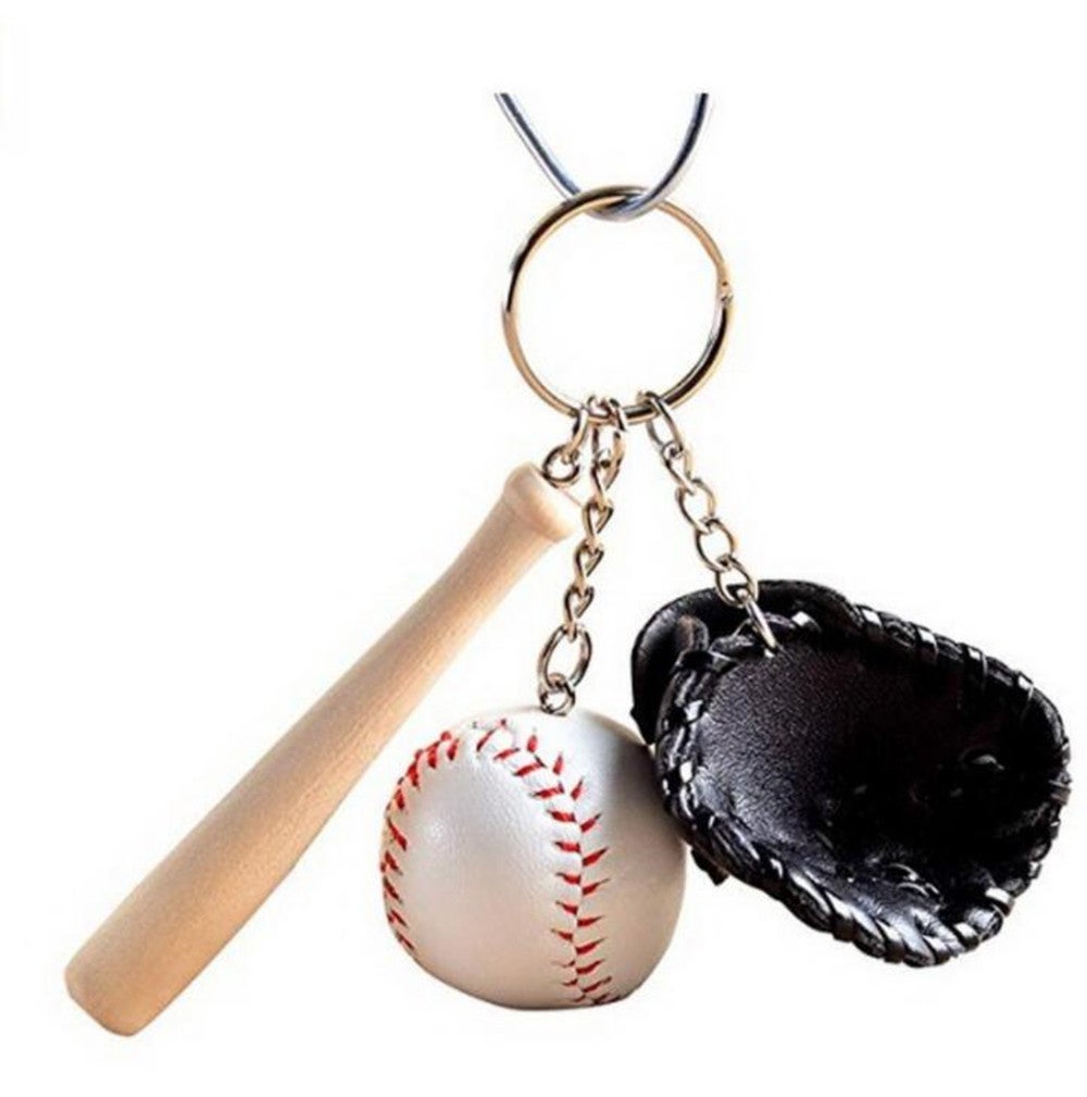 3PCS Sporty Baseball & Bat & Gloves Keychain