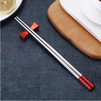 4 Pair 304 Stainless Steel Non-Slip Anti-Scald Tableware Chopsticks Kitchen Household Japanese Style Korean Style