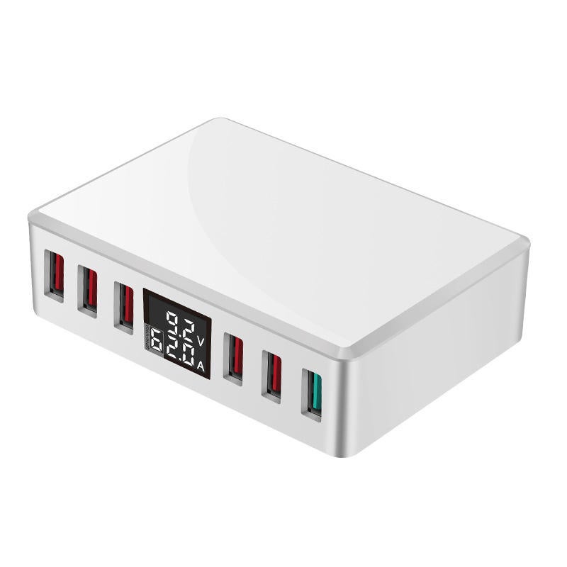 40W Intelligent Usb Charger Desktop Charging Station Travel Adapter Digital 6-Port Plug Qc3.0 Fast Charge