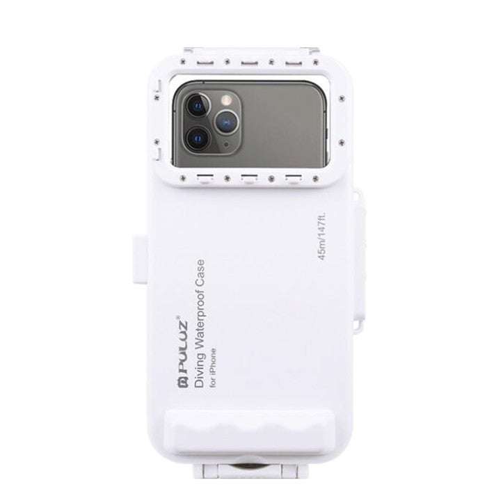 45m Waterproof Diving Housing Photo Video Taking Underwater Cover Case for iPhone 11, iPhone X, iPhone 8 & 7, iPhone 6s, iOS 13.0 or Above Version iPhone(White)