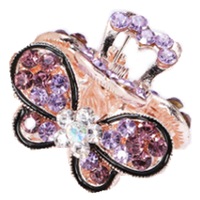 4Pc Fashion Vintage Women Crystal Rhinestone Hairpins Mini Butterfly Hair Claws Hair Accessories(Purple)