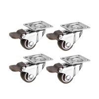 4Pcs 1 Inch Tpe Mute Lightweight Universal Wheels With Brake Caster For Furniture
