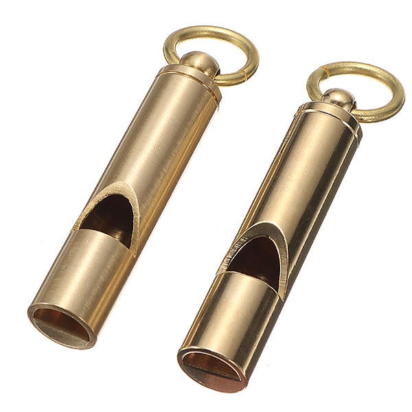 4Pcs Brass Survival Whistle Pure Copper Key Chain With Buckle Ring 4.2X1Cm