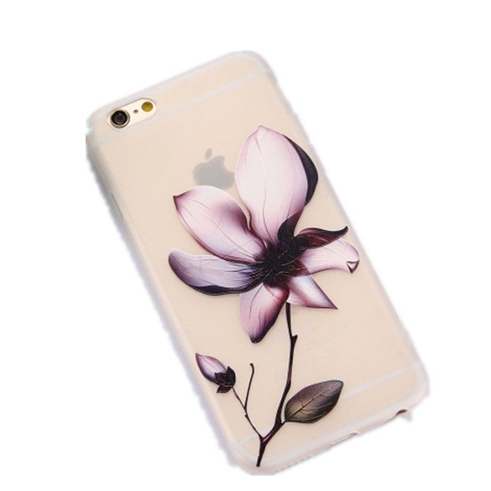 4Pcs For Iphone 6 and 6S Tpu Frosted Embossed A Flower Pattern Protective Case Back Cover