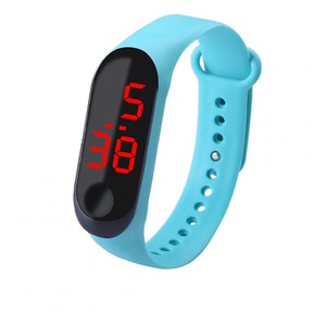 5 Pcs Fashion Student Couple Led Casual Sports Touch Electronic Watch Millet 3 Bracelet Trend Fashion Mesh Belt Sky Blue