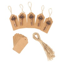 50Pcs Antique Skeleton Key Bottle Opener Multifunctional Tools With Kraft Tag Card
