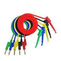 5Pcs 1M 4Mm Stackable Banana Plug To Test Clip Test Leads Durable Multimeter Testing Cables Copper