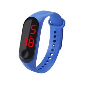 5Pcs Fashion Student Couple Led Casual Sports Touch Electronic Watch Millet 3 Bracelet Trend Fashion Mesh Belt Blue