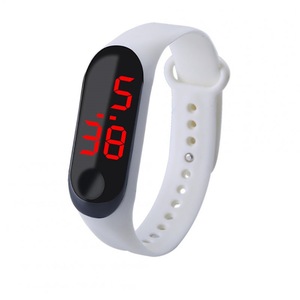 5Pcs Fashion Student Couple Led Casual Sports Touch Electronic Watch Millet 3 Bracelet Trend Fashion Mesh Belt White